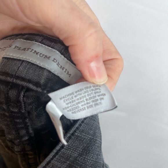 Chicos Platinum Denim Faded Black Ultimate Fit Barely Flare Leg Jeans 1.5 (10) - Picture 7 of 8